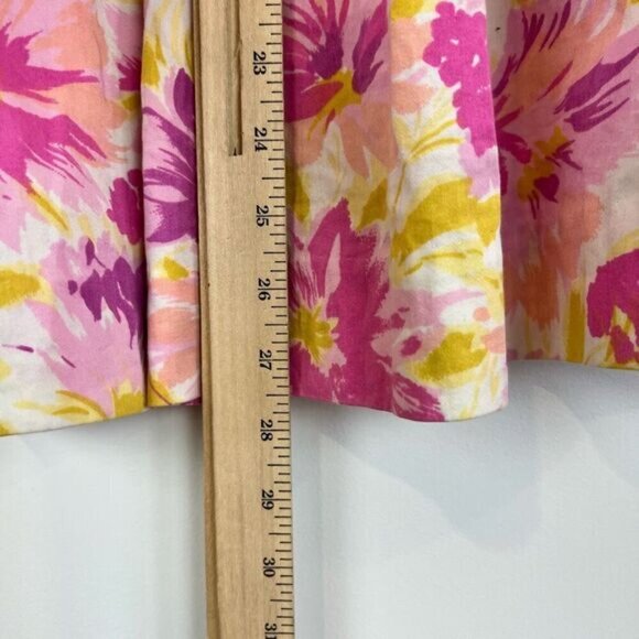 Vintage Handmade Cottagecore Peasant Pink Yellow Midi Skirt Pockets Women M - Picture 8 of 13